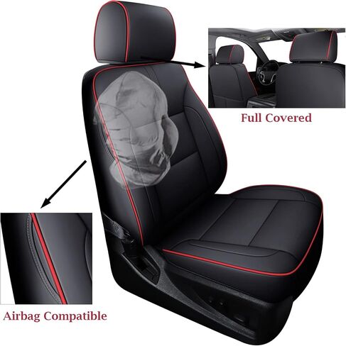 Coverado Chevy Silverado Seat Covers Full Set, Faux Leather Car Seat Covers Fit for 2014-2018 1500, 2015-2019 2500HD 3500HD Chevy Silverado GMC Sierra Crew Double Extended Cab (Black) in Saudi Arabia