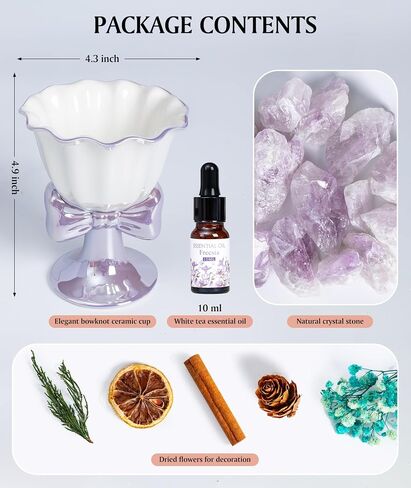 Essential Oil Diffuser Set, Natural Crystal Stone, Freesia Aromatherapy Diffuser, Home Fragrance, Reed Diffuser, for Bedroom, Bathroom, Shelf Decor in Saudi Arabia