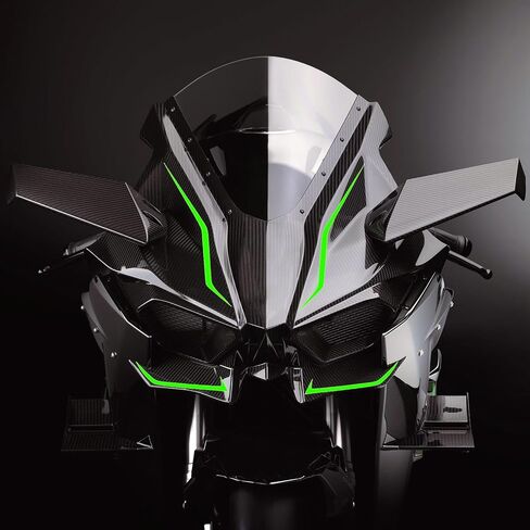 Awonderful Motorcycle Fairing Sticker Decal, Reflective Vinyl Decal with Strong Stickiness for Kawasaki Ninja400 H2 H2SX,4 Pcs Per Set (Green) in Saudi Arabia
