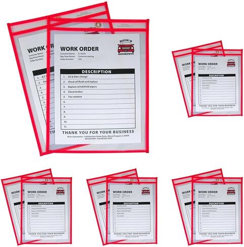 C-Line Neon Stitched Shop Ticket Holders, Red, Both Sides Clear, 9 x 12 Inches, 15 per Box (43914) in Saudi Arabia