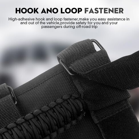 Sidaqi 2PCS Paracord Grab Handles Compatible with Jeep Wrangler 1955-2023 YJ TJ JK JL Gladiator JT ATV UTV Wrangler Grip Handle Roll Bar Grab Handles with LED Light-Black in Saudi Arabia