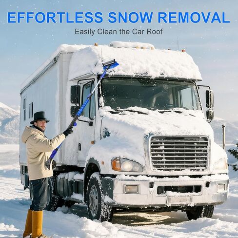 62.4" Foldable Snow Brush and Ice Scrapers for Car Windshield, Adjustable Snow Brush, Extendable Snow Removal Tool with Non-Slip Foam Grip, 180° Pivoting Snow Brush for Car, SUV, Truck in Kuwait