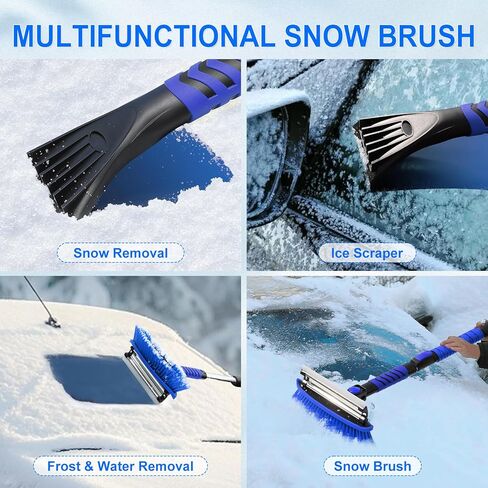 62.4" Foldable Snow Brush and Ice Scrapers for Car Windshield, Adjustable Snow Brush, Extendable Snow Removal Tool with Non-Slip Foam Grip, 180° Pivoting Snow Brush for Car, SUV, Truck in Kuwait