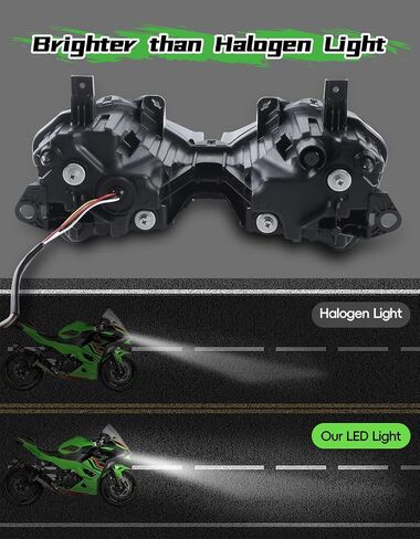 مصباح أمامي LED للنينجا 500 ZX-6R 24-25، مصباح أمامي LED متكامل للرأس مع شعاع DRL عالي منخفض لملحقات Kawasaki Ninja 500 SE ZX-6R 636 2024-2025 in Saudi Arabia