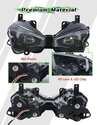 مصباح أمامي LED للنينجا 500 ZX-6R 24-25، مصباح أمامي LED متكامل للرأس مع شعاع DRL عالي منخفض لملحقات Kawasaki Ninja 500 SE ZX-6R 636 2024-2025 in Saudi Arabia