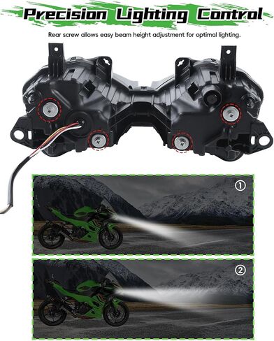 مصباح أمامي LED للنينجا 500 ZX-6R 24-25، مصباح أمامي LED متكامل للرأس مع شعاع DRL عالي منخفض لملحقات Kawasaki Ninja 500 SE ZX-6R 636 2024-2025 in Saudi Arabia