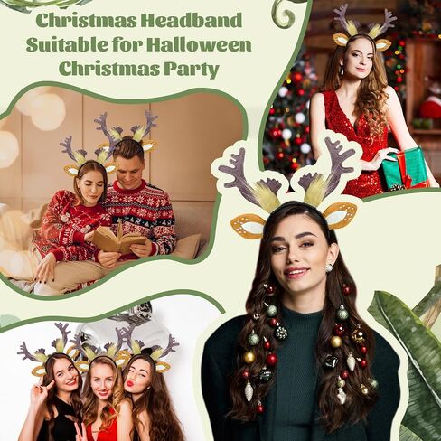 M&G House Halloween Deer Antlers Headband Adult Kids Fawn Horn Costume Reindeer Antlers Headband Costume Christmas Easter Party Plush Deer Headbands for Women Adults Kids in Saudi Arabia