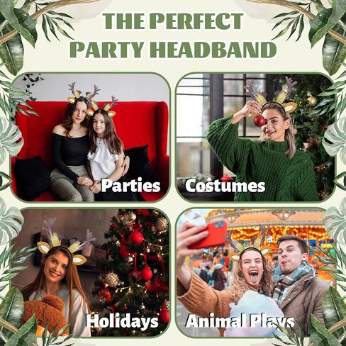 M&G House Halloween Deer Antlers Headband Adult Kids Fawn Horn Costume Reindeer Antlers Headband Costume Christmas Easter Party Plush Deer Headbands for Women Adults Kids in Saudi Arabia