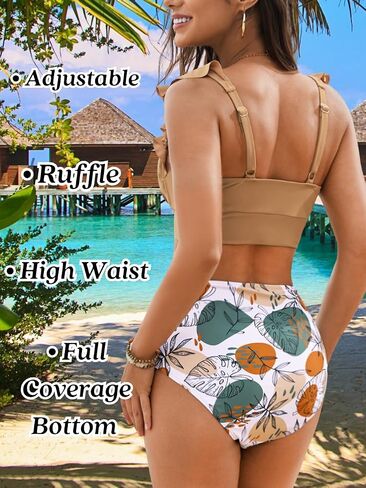 Women's 3 Piece Swimsuits, High Waisted Bikini Set with Floral Long Sarong Bathing Suit, Beach Vacation Pool Party in Saudi Arabia