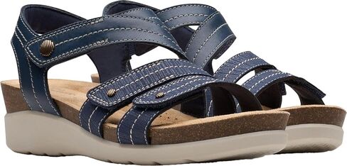 Clarks Women's Calenne Clara Wedge Sandal, Bronze Metallic Textile, 9 Wide in Saudi Arabia