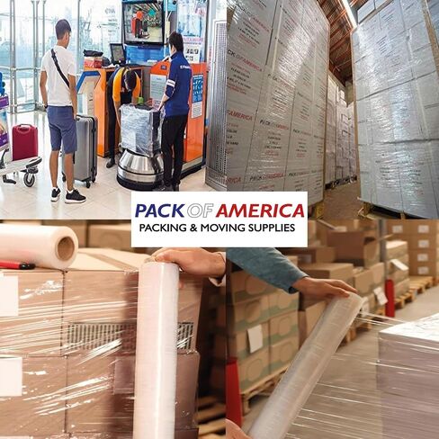 Stretch Film - 2 Roll Clear, 18" x 1500 Feet, 80 Gauge (20 Micron) Industrial Heavy Duty Plastic Shrink Wrap with Hand Saver for Packing, Shipping, Pallet, Moving Supplies in Saudi Arabia