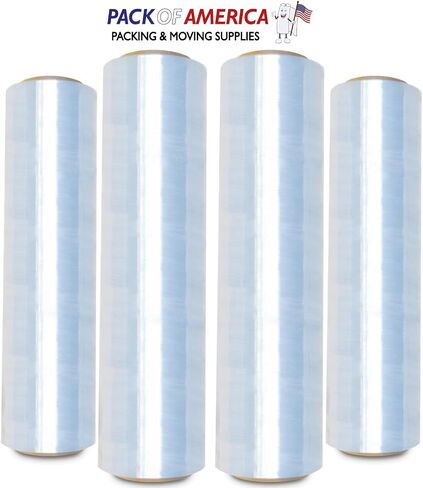 Stretch Film - 2 Roll Clear, 18" x 1500 Feet, 80 Gauge (20 Micron) Industrial Heavy Duty Plastic Shrink Wrap with Hand Saver for Packing, Shipping, Pallet, Moving Supplies in Saudi Arabia