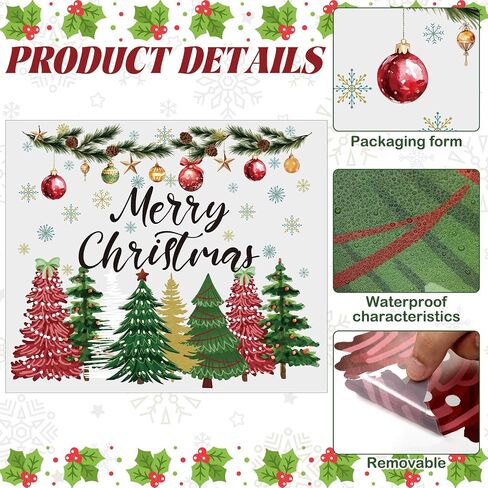 2 Pcs Large Christmas Tree Wall Decals Large Merry Christmas Watercolor Tree Wall Stickers Peel and Stick Removable Xmas Pine Tree Wall Decals for Bedroom Living Room Offices Home Decoration in Saudi Arabia