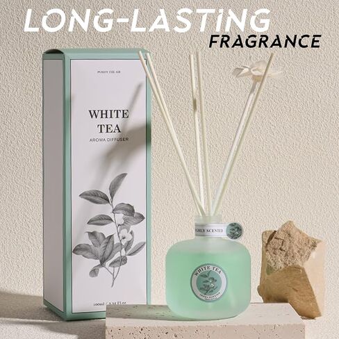 مجموعة ناشر القصب الفاخر (عود البرغموت) - معطر الغرف وموزع الروائح العلاجية للمنازل | زجاج 100 مل مع 5 أعواد روطان وروطان زهور | لا يدخن، خالي من السموم | يدوم حتى 35 يومًا in Kuwait