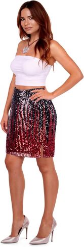 Sequin Skirt Sparkly High Waisted Stretchy Bodycon Mini Skirts Party Night Out Clubwear for Women in Saudi Arabia