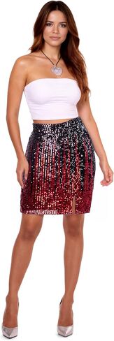 Sequin Skirt Sparkly High Waisted Stretchy Bodycon Mini Skirts Party Night Out Clubwear for Women in Saudi Arabia
