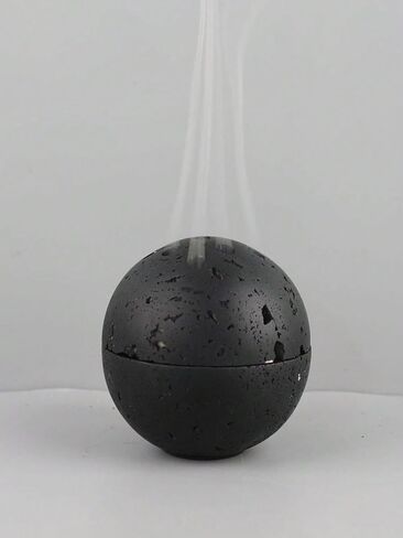 9 Holes Handmade Round Incense Resin Burner Holde, Minimalist Sphere Incense Frankincense Burner, Ravertine Incense Cone Holder for Yoga Meditation Spa Reading (Black) in Kuwait