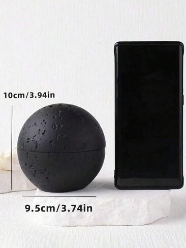 9 Holes Handmade Round Incense Resin Burner Holde, Minimalist Sphere Incense Frankincense Burner, Ravertine Incense Cone Holder for Yoga Meditation Spa Reading (Black) in Kuwait