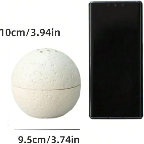 9 Holes Handmade Round Incense Resin Burner Holde, Minimalist Sphere Incense Frankincense Burner, Ravertine Incense Cone Holder for Yoga Meditation Spa Reading (Black) in Kuwait