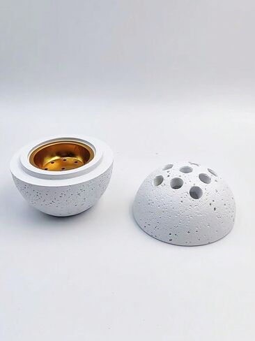 9 Holes Handmade Round Incense Resin Burner Holde, Minimalist Sphere Incense Frankincense Burner, Ravertine Incense Cone Holder for Yoga Meditation Spa Reading (Black) in Kuwait