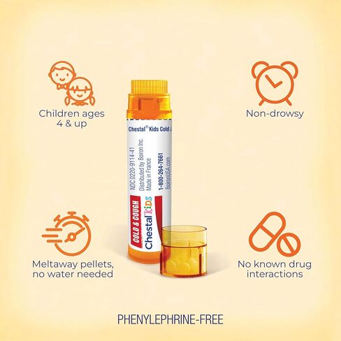 Chestal Kids Cold & Cough Pellets for Nasal & Chest Congestion, Fitful Cough, Sneezing, Occasional Minor Sore Throat, and Runny or Stuffy Nose - 2 Count (160 Pellets) in Saudi Arabia