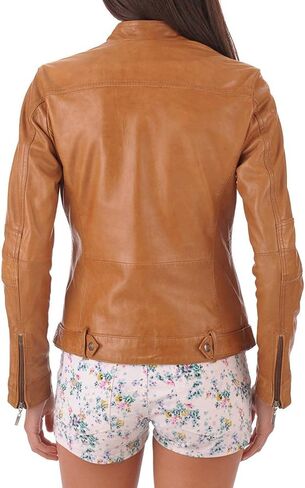 Women's Leather Jacket, 100% Lambskin Leather Full Sleeve Bomber Jacket | Regular Fit Biker Motorcycle Jacket in Kuwait