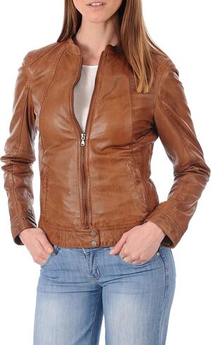 Women's Leather Jacket, 100% Lambskin Leather Full Sleeve Bomber Jacket | Regular Fit Biker Motorcycle Jacket in Kuwait