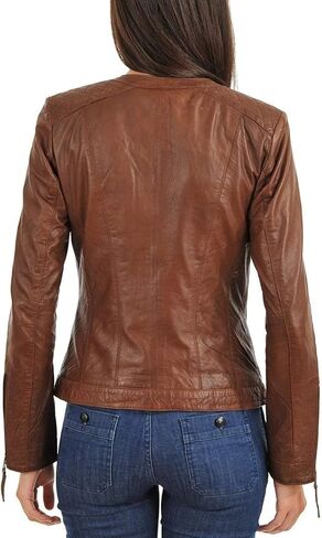 Women's Leather Jacket, 100% Lambskin Leather Full Sleeve Bomber Jacket | Regular Fit Biker Motorcycle Jacket in Kuwait