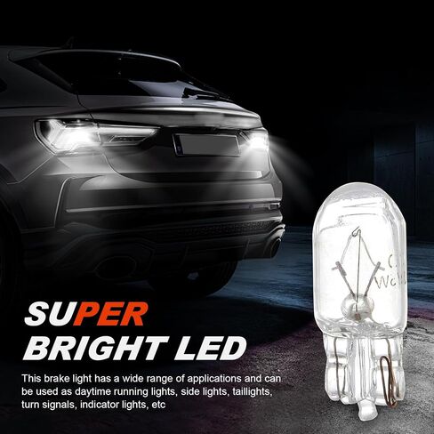 10PCS 194 Light Bulbs, 194 Bulb Led License Plate Light Bulbs, T10 12V 5W 168 Led Bulb 1/4 Wedge Base, Clear Car Taillight Turn Brake Signal Replacement for Cars Trucks SUVs (White Light) in Saudi Arabia