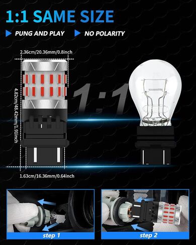 3157 مصابيح LED بيضاء، 3056 3057 3047 لمبة LED لأضواء الفرامل، مصابيح عكسية احتياطية، مصابيح خلفية، حزمة من 2 in Kuwait