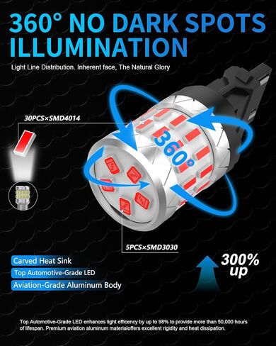 3157 مصابيح LED بيضاء، 3056 3057 3047 لمبة LED لأضواء الفرامل، مصابيح عكسية احتياطية، مصابيح خلفية، حزمة من 2 in Kuwait