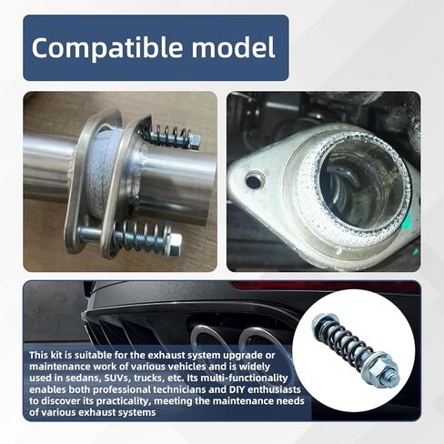 مسامير مشعب عادم السيارات M10x1.5، مجهزة بزنبرك ممتص للصدمات، طقم مسامير وصواميل العادم، ملحق شفة من الفولاذ المقاوم للصدأ، مناسب لنظام عادم السيارات، قطعتان in Kuwait