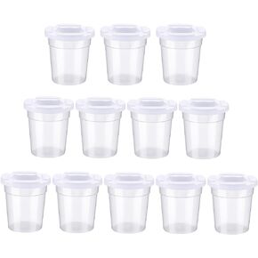 SiliFine 12 Packs No Spill Paint Cups with Lids for Kids Reusable Spill Proof Paint Cups for Classroom Arts Crafts Supplies