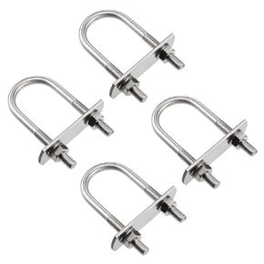 uxcell Round U-Bolt 0.87"(22mm) Inner Width 70mm Length Steel M6 with Nuts, Plate, Washers 4 Set
