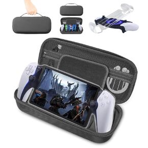 Carrying Case for PlayStation Portal, Protective Portable Travel Carry Handbag Full Protective Case Accessories for PlayStation Portal Remote Player (Gray+Silicone Case)