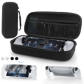 Black Carrying Case for PlayStation Portal Remote Player, Hard EVA Protective Cover with Ergonomic Grip, Accessories with PS Portal Separate Clear Shell, HD Screen Protector & 2 Mushroom Cap