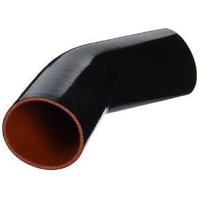 HPS HTSEC45-350-BLK Silicone High Temperature 4-ply Reinforced 45 degree Elbow Coupler Hose, 20 PSI Maximum Pressure, 4" Leg Length on each side, 3-1/2" ID, Black
