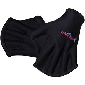WINOMO 1 Pair Webbed Swimming Gloves Aquatic Traning Fit Paddles Water Resistance Diving Hand Web (Black)