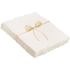 25 Sheets Watercolor Paper, 300 GSM Deckled Edge Paper 4 x 6 inch Rough/Textured Handmade Paper Cotton Paper White Textured Paper for Watercolors, Wedding Invitations, Cards, Crafts