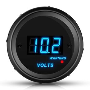 Linkstyle DC 12V 24V Car Digital Voltmeter Gauge, 52mm Waterproof Voltage Gauge Meter, LED Display Volt Meter Car Audio, 12 Volt Battery Voltage Gauge with Smart Alarm for Car Marine Boat Motorcycle