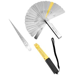 QWORK One 1-15mm Wedge-Shaped Vernier Feeler Gauge, 32 Steel Feeler Gauge, One1-15mm Stainless Gap Hole Taper Welding Gauge Test Ulnar