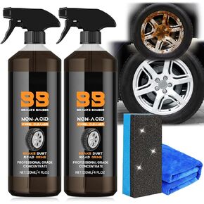 Brake Bomber Cleaner Powerful Wheel Cleaner,Bronze Bomber Non-Acid Wheel Cleaner,Perfect for Cleaning Wheels and Tires Safe on Alloy, Automobile Wheel Cleaner,120ml (2pcs)