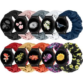 Runostrich Compatible with Samsung Galaxy Watch 6/5/4 40mm 44mm/Galaxy Watch 6/4 Classic/Watch 5 Pro Bands, 10pack 20mm Scrunchie Cute Stretchy Watch Band for Garmin Vivoactive 3/Venu/Venu 2 Plus