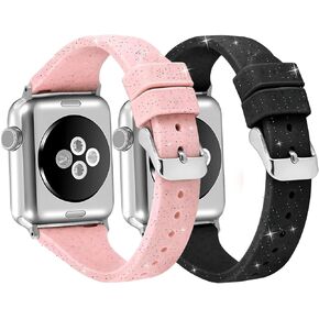 Libra Gemini 2 Pack متوافق مع سوار ساعة Apple، مسحوق لامع للسيدات ناعم لطيف من السيليكون الرياضي Iwatch حزام لسلسلة Iwatch 8/7/6/5/4/3/2/1/Ultra/SE