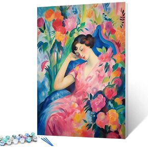 Romantic Seaside House DIY Paint by Numbers for Adults Beginner,Garffitic Seascape Pictures Arts Craft Home Wall Art Decor,Fantasy Full Moon Oil Painting Kits Kids Adults,Gift 16x20 inch (Flameless)