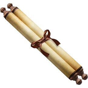 1 PCS Blank Scrolls Paper with Wood Rods 9.5 x 31.5 inches for Naughty or Nice List, Writing, Wedding Vows, Invitation, Love Letter, Cosplay Prop, Renaissance (style1)