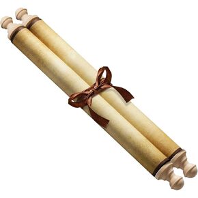 1 PCS Blank Scrolls Paper with Wood Rods 9.5 x 31.5 inches for Naughty or Nice List, Writing, Wedding Vows, Invitation, Love Letter, Cosplay Prop, Renaissance (style1)