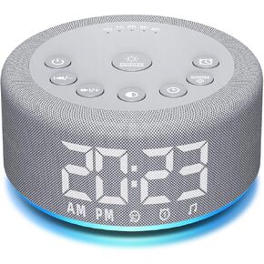 【3 in 1】Sound Machine Alarm Clock Night Light White Noise Machine with 27 Sleeping Sounds for Baby Kids Adults 32 Level Volume Auto Off Timer Memory Function Digital Clock with 30 Wake Up Sounds
