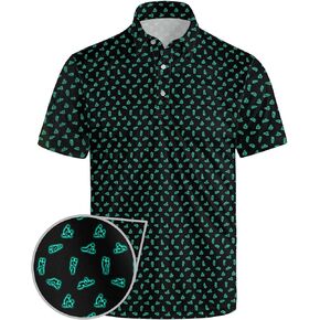 Golf Polo Shirts for Men Funny Print Short Sleeve Golf Shirts Dry Fit Performance Golf Polos
