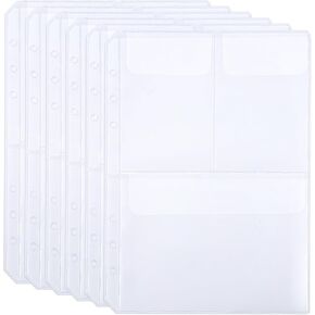 A5 Binder Pockets with Flaps 15 Pack 6 Ring Zipless Clear Cash Envelopes 3 Pockets Insert Pouches Card Holder Sleeves Budget Planner Accessories for Photo Stamp Bills Dies Storage Money Organizer in Saudi Arabia